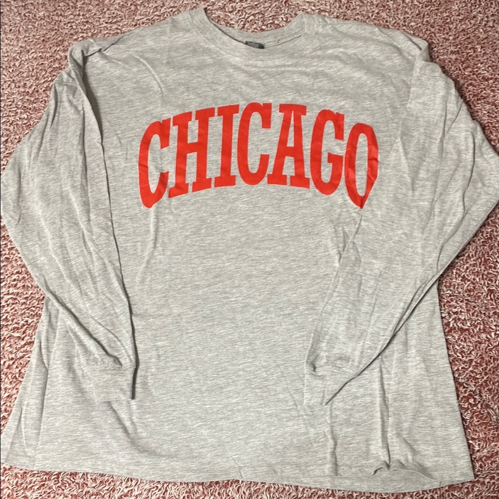 Wild Fable Gray and Red Long Sleeve Tee